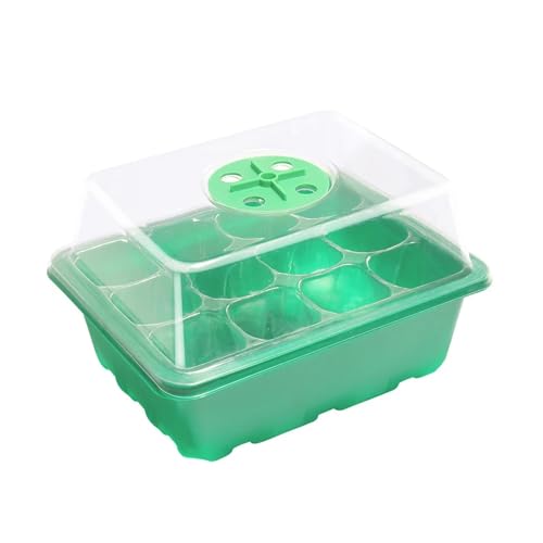 FJOADNVM Anzuchtschale 2 stücke 12 Löcher Samen Ausgangs Tablett Mit Feuchtigkeit Dome Sukkulenten Ausbreitung Tablett Mini Gewächshaus Keimung Tablett(Green) von FJOADNVM
