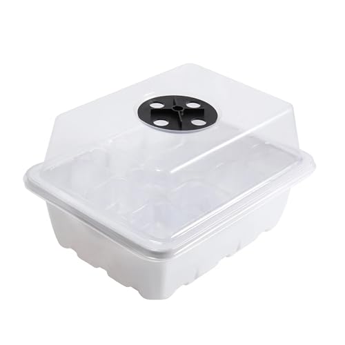 FJOADNVM Anzuchtschale 2 stücke 12 Löcher Samen Ausgangs Tablett Mit Feuchtigkeit Dome Sukkulenten Ausbreitung Tablett Mini Gewächshaus Keimung Tablett(White) von FJOADNVM