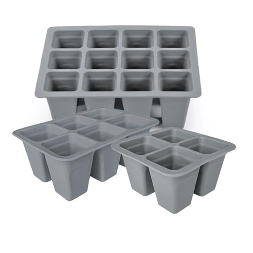 FJOADNVM Anzuchtschale Silikon 4/6/12 Zelle Samen Ausgangs Tablett Wiederverwendbare Indoor Garten Kindergarten Box Sämling Topf Pflanzen Ausbreitung(Color: C-12holes) von FJOADNVM