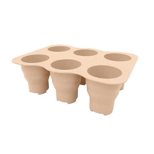 FJOADNVM Anzuchtschale Wiederverwendbare Garten-Saattopfschale aus Silikon, zusammenklappbare Pflanzbox mit Entwässerungslöchern, Saatstarterschale(Beige) von FJOADNVM
