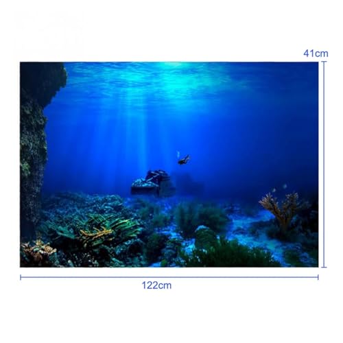 FJOADNVM Aquarium Rückwandfolie Fisch Tank Hintergrund Dekorative Pflanzen Aquarium Landschaft Aufkleber Ozean Meer Dekor(41 * 122cm) von FJOADNVM