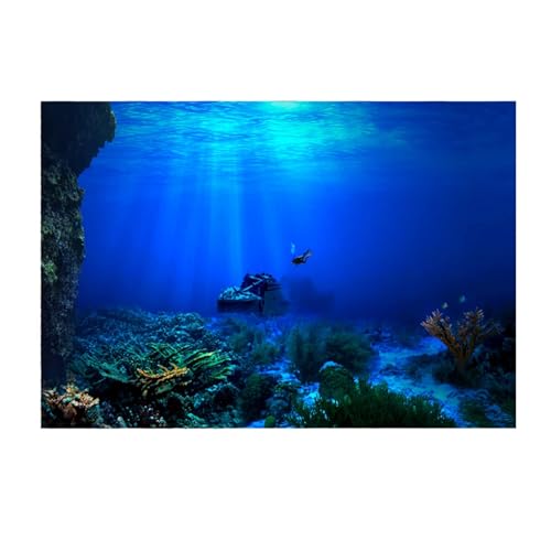 FJOADNVM Aquarium Rückwandfolie Klebeposter Seaworld Hintergrundposter for Aquariumfischdekoration(122x61cm) von FJOADNVM