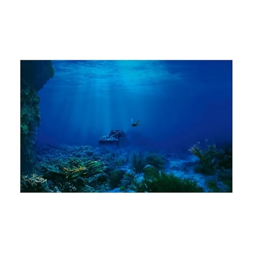 FJOADNVM Aquarium Rückwandfolie Tiefblauer Meeresboden Aquarium Aufkleber Hintergrund Poster Selbstklebende Fisch Tank Tapete(30x40cm) von FJOADNVM