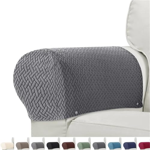 FJOADNVM Armlehnenbezüge Sofa 2pcs/Set Jacquard Armrest Chair Covers Solid Color Sample Dust-Proof Sofa Arm Covers Universal Cover for Living Room Home Decor(A7 Light Grey) von FJOADNVM