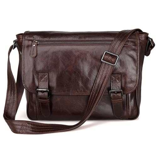FJOADNVM Canvas Messenger Bag Ölgewachste Echtleder Umhängetasche Herren Messenger Bag Leder Umhängetasche Sling Freizeittasche Casual von FJOADNVM