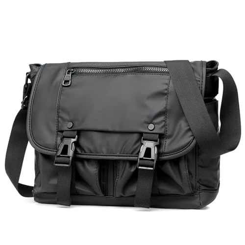 FJOADNVM Canvas Messenger Bag Umhängetasche Schulter Reise Multi-funktionale Mann Frauen Tragbare Umhängetasche Outdoor Sport Lagerung Handtasche(Black) von FJOADNVM