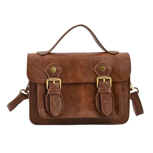 FJOADNVM Canvas Messenger Bag Vintage Mann Umhängetasche Leder kleine quadratische Umhängetasche lässig männliche Umhängetasche Handtasche Handtasche(Dark Brown) von FJOADNVM
