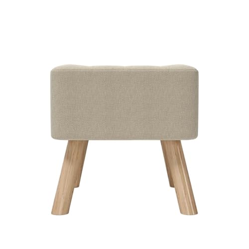 FJOADNVM Fußhocker Fußhocker, gepolstert, for den Haushalt, multifunktional, Holzbein(Beige) von FJOADNVM