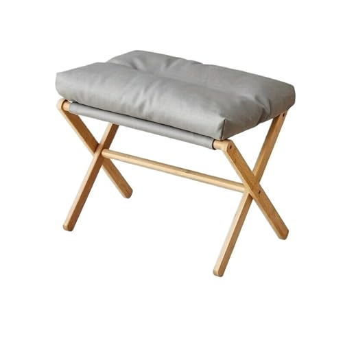FJOADNVM Fußhocker Fußhocker aus Bambus, faltbar, mit weichem Sitzkissen – tragbar for Büro und Zuhause, platzsparendes Design, Möbel(Grey) von FJOADNVM