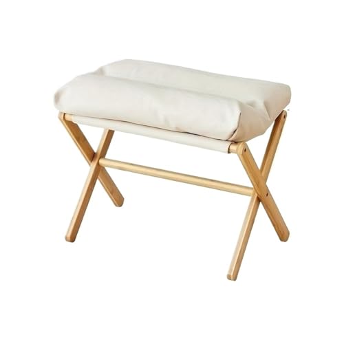 FJOADNVM Fußhocker Fußhocker aus Bambus, faltbar, mit weichem Sitzkissen – tragbar for Büro und Zuhause, platzsparendes Design, Möbel(White) von FJOADNVM