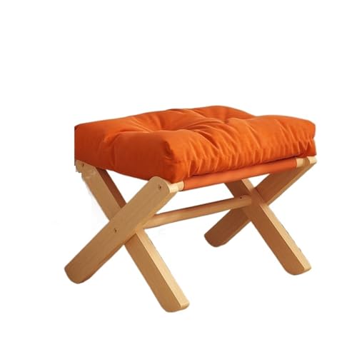 FJOADNVM Fußhocker Fußhocker aus Holz for das Wohnzimmer(Orange) von FJOADNVM