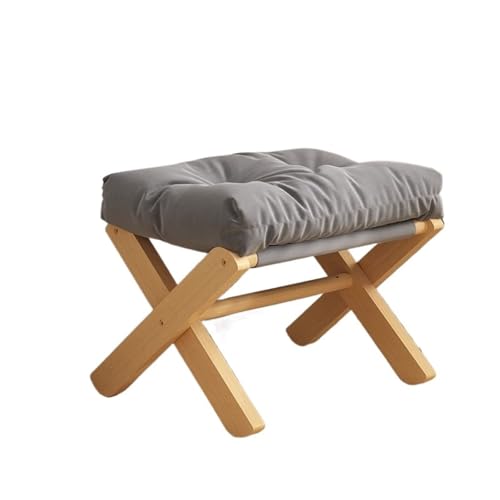 FJOADNVM Fußhocker Fußstütze Kleiner Hocker for Den Haushalt Faltbarer Sofahocker for Das Wohnzimmer Fußhocker Buchenholz Freizeit Niedriger Hocker Tragbarer Schreibtisch(Grey) von FJOADNVM