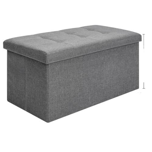 FJOADNVM Fußhocker Fußstütze Sitzhocker Faltbarer Aufbewahrungshocker Hocker Klappbarer Truhen-Aufbewahrungswürfel Gepolsterter Sitz Abnehmbarer Deckel Wohnkultur(76x38x38cm) von FJOADNVM