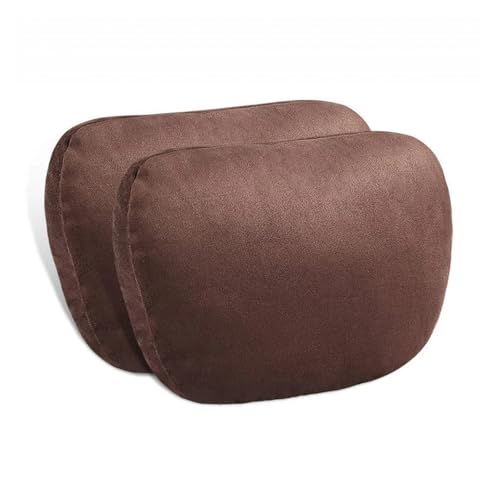 FJOADNVM Kopfstütze Auto Auto-Kopfstütze, Nackenstütze, Sitz, weich, universell verstellbar, Auto-Kissen, Nackenstütze(Coffee 2Pcs) von FJOADNVM