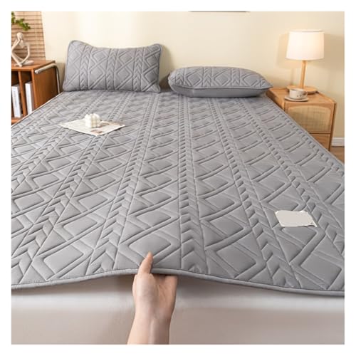 FJOADNVM Matratze Baumwollbettwäsche, gesteppt, dünne Matratzenauflage, Tatami-Matratzenschoner, Bettmatte, weiche Unterlage for Bett, ohne Kissenbezug(Gray,Only 2pc Pillowcase) von FJOADNVM