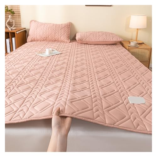 FJOADNVM Matratze Baumwollbettwäsche, gesteppt, dünne Matratzenauflage, Tatami-Matratzenschoner, Bettmatte, weiche Unterlage for Bett, ohne Kissenbezug(Pink,Only 2pc Pillowcase) von FJOADNVM