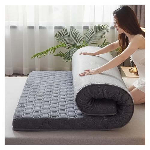 FJOADNVM Matratze Haushalt verdickte Faltbare Tatami Baumwolle Matratze Kissen rutschfeste Matte for Home Student Schlafsaal Hotel Einzel Doppelbett(Grey 9cm,190x80cm) von FJOADNVM