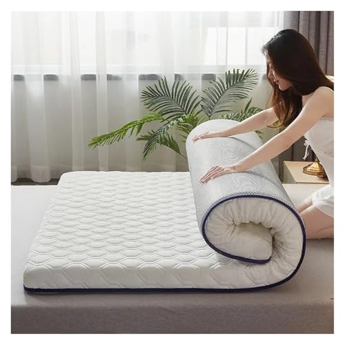 FJOADNVM Matratze Haushalt verdickte Faltbare Tatami Baumwolle Matratze Kissen rutschfeste Matte for Home Student Schlafsaal Hotel Einzel Doppelbett(White 6cm,190x80cm) von FJOADNVM