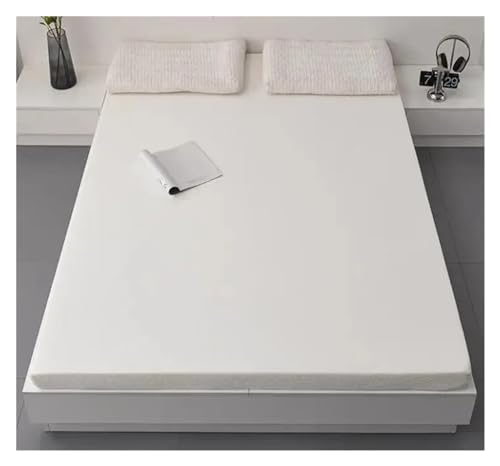 FJOADNVM Matratze Hochelastische Schwammmatratze, zerlegbare Matratze, faltbar, Baumwollstoff, weiche Tatami-Matte, King-Size-Bett, Doppelbett, volle Größe(White,180x200x5cm) von FJOADNVM
