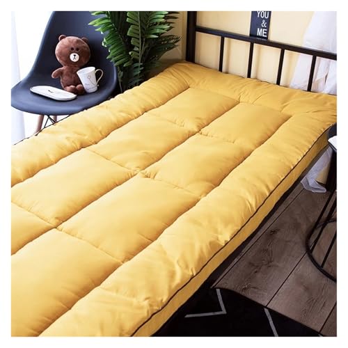 FJOADNVM Matratze Hochwertiger Stoff, feine Verarbeitung, verdickendes Gefühl, Matratze, Hotel, Faltbarer Tatami-Baumwollbezug, Twin King Queen Size(Yellow,90x190cm) von FJOADNVM