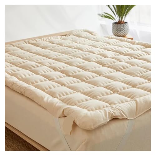 FJOADNVM Matratze Matratzenauflage aus Merinowolle, 5,1 cm, zur Linderung von Rückenschmerzen, Baumwollbezug, natürliche Kühlung(Twin XL) von FJOADNVM