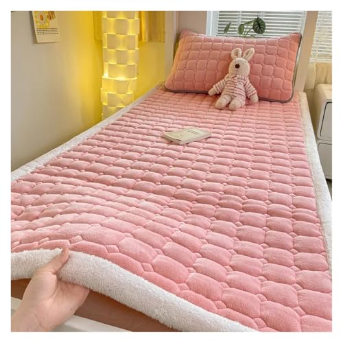 FJOADNVM Matratze Schlafsaal Einzelnes Dickes warmes Bettlaken Winter Milchsamt Matratzenauflage Doppelte Tagesdecke Dünne Bettauflage Matratzenbezug Tatami-Matte(001,90x200cm-1pc Sheet) von FJOADNVM