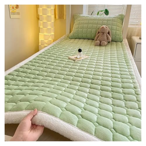 FJOADNVM Matratze Schlafsaal Einzelnes Dickes warmes Bettlaken Winter Milchsamt Matratzenauflage Doppelte Tagesdecke Dünne Bettauflage Matratzenbezug Tatami-Matte(002,90x200cm-1pc Sheet) von FJOADNVM