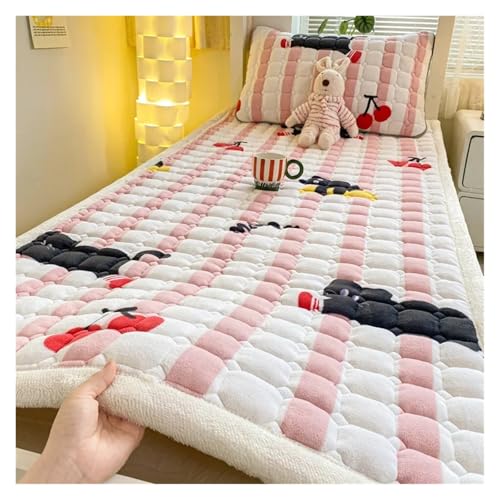 FJOADNVM Matratze Schlafsaal Einzelnes Dickes warmes Bettlaken Winter Milchsamt Matratzenauflage Doppelte Tagesdecke Dünne Bettauflage Matratzenbezug Tatami-Matte(003,120x200cm-1pc Sheet) von FJOADNVM