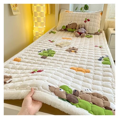 FJOADNVM Matratze Schlafsaal Einzelnes Dickes warmes Bettlaken Winter Milchsamt Matratzenauflage Doppelte Tagesdecke Dünne Bettauflage Matratzenbezug Tatami-Matte(004,120x200cm-1pc Sheet) von FJOADNVM