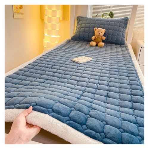 FJOADNVM Matratze Schlafsaal Einzelnes Dickes warmes Bettlaken Winter Milchsamt Matratzenauflage Doppelte Tagesdecke Dünne Bettauflage Matratzenbezug Tatami-Matte(008,90x200cm-1pc Sheet) von FJOADNVM