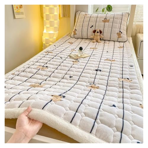 FJOADNVM Matratze Schlafsaal Einzelnes Dickes warmes Bettlaken Winter Milchsamt Matratzenauflage Doppelte Tagesdecke Dünne Bettauflage Matratzenbezug Tatami-Matte(009,90x200cm-1pc Sheet) von FJOADNVM