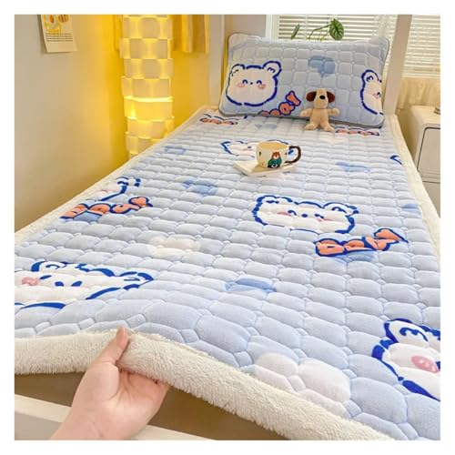 FJOADNVM Matratze Schlafsaal Einzelnes Dickes warmes Bettlaken Winter Milchsamt Matratzenauflage Doppelte Tagesdecke Dünne Bettauflage Matratzenbezug Tatami-Matte(011,180x200cm-1pc Sheet) von FJOADNVM