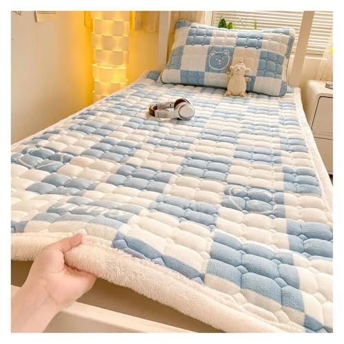 FJOADNVM Matratze Schlafsaal Einzelnes Dickes warmes Bettlaken Winter Milchsamt Matratzenauflage Doppelte Tagesdecke Dünne Bettauflage Matratzenbezug Tatami-Matte(013,120x200cm-1pc Sheet) von FJOADNVM