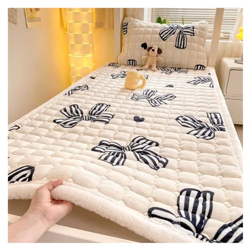 FJOADNVM Matratze Schlafsaal Einzelnes Dickes warmes Bettlaken Winter Milchsamt Matratzenauflage Doppelte Tagesdecke Dünne Bettauflage Matratzenbezug Tatami-Matte(014,90x200cm-1pc Sheet) von FJOADNVM