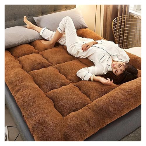 FJOADNVM Matratze Schlafsaal Tatami verdickte Matte Flauschige warme Unterlage Baumwollmatratze Winter weiche Kissendecke(Fashionable Coffee,150x200cm) von FJOADNVM