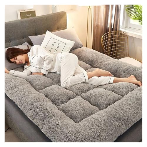 FJOADNVM Matratze Schlafsaal Tatami verdickte Matte Flauschige warme Unterlage Baumwollmatratze Winter weiche Kissendecke(Fashionable Gray,120x200cm) von FJOADNVM