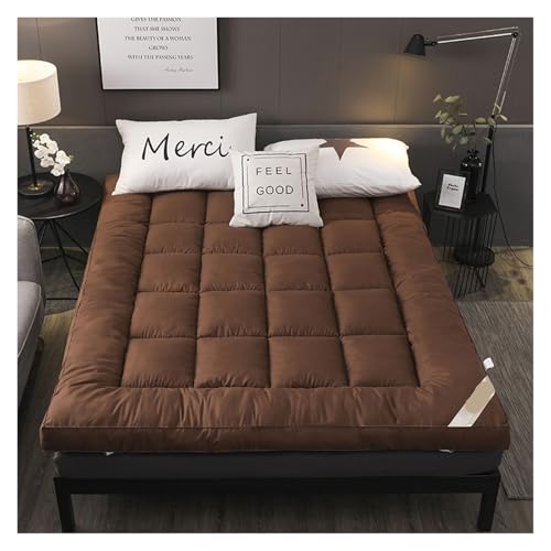 FJOADNVM Matratze Verdickte Daunen-Baumwollmatratze, 1,5 m Kissen,8 Tatami Home Hotel Doppelbettmatratze, 2 x, Matten(Brown,150x190cm) von FJOADNVM