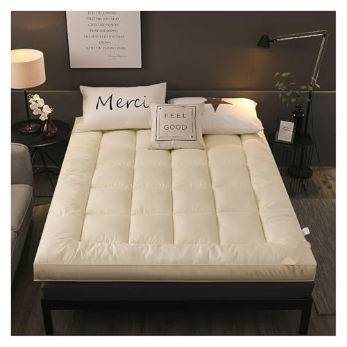 FJOADNVM Matratze Verdickte Daunen-Baumwollmatratze, 1,5 m Kissen,8 Tatami Home Hotel Doppelbettmatratze, 2 x, Matten(Light Yellow,120x190cm) von FJOADNVM