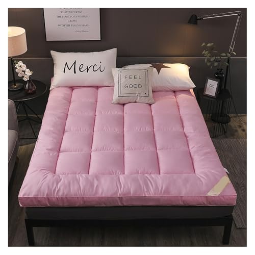 FJOADNVM Matratze Verdickte Daunen-Baumwollmatratze, 1,5 m Kissen,8 Tatami Home Hotel Doppelbettmatratze, 2 x, Matten(Pink,200x220cm) von FJOADNVM