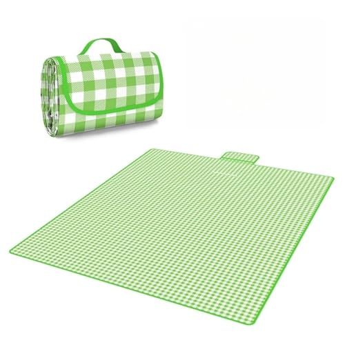 FJOADNVM Picknickdecke Picknickdecke 1PC 150x150.0cm Strandmatte Waschbar Leicht Mit Griff Rot Kariert for Wandern Reisen Outdoor Camping Park(Green) von FJOADNVM