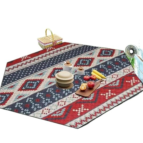FJOADNVM Picknickdecke Picknickmatte im nationalen Stil, sechseckiger Outdoor-Teppich, leichtes Campingzubehör, Wiederverwendbare Reisedecke for den täglichen Gebrauch im Freien von FJOADNVM