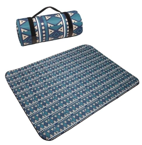 FJOADNVM Picknickdecke Picknicktuch Feuchtigkeitsbeständige Matte for den Außenbereich Verdickte Picknick-Bodenmatte for den Außenbereich Tragbare wasserdichte Strandmatte(Blue,200X150cm) von FJOADNVM