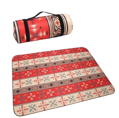 FJOADNVM Picknickdecke Picknicktuch Feuchtigkeitsbeständige Matte for den Außenbereich Verdickte Picknick-Bodenmatte for den Außenbereich Tragbare wasserdichte Strandmatte(Red,200X200cm) von FJOADNVM