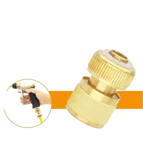 FJOADNVM Schlauchverbinder Anschlussschlauch 1/2 Zoll Messing Gartenwasserleitung Schnellverbinder mit Stopper for Gartenbewässerung Wasserversorgung Schnellanschluss(Sliver) von FJOADNVM