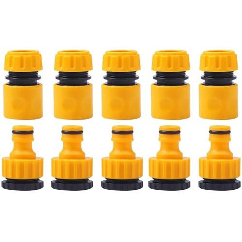 FJOADNVM Schlauchverbinder Gewindeanschluss 10 Stück Schlauchhahn-Schnellanschluss 3/4 & 1/2 Zoll Graden-Schlauch Wasserhahn-Wasserhahn-Adapter for die Gartenbewässerung von FJOADNVM