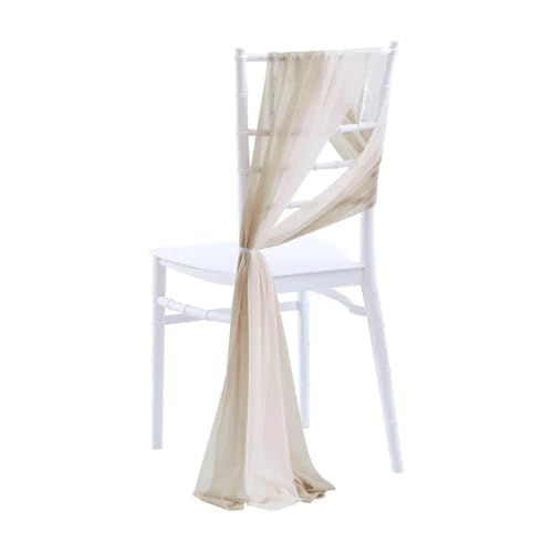FJOADNVM Stuhlschleife Hochzeit 10/50PCS Like Chiffon Chair Sashes Wedding Decoration 17x250cm Aisle Decorations Party Banquet Event Baby Shower(Beige and White,10 pcs) von FJOADNVM