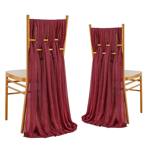 FJOADNVM Stuhlschleife Hochzeit 10/50PCS Like Chiffon Chair Sashes Wedding Decoration 17x250cm Aisle Decorations Party Banquet Event Baby Shower(Burgundy,10 pcs) von FJOADNVM