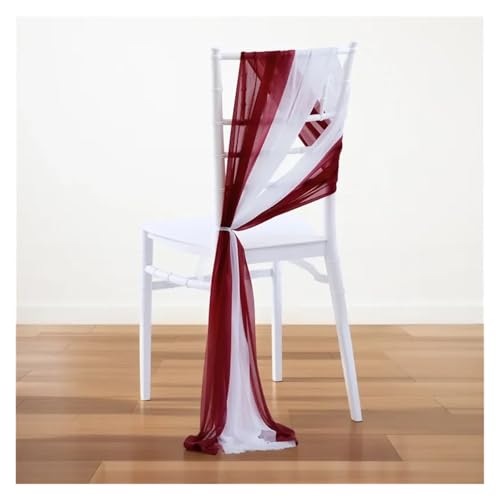 FJOADNVM Stuhlschleife Hochzeit 10/50PCS Like Chiffon Chair Sashes Wedding Decoration 17x250cm Aisle Decorations Party Banquet Event Baby Shower(Burgundy and White,10 pcs) von FJOADNVM