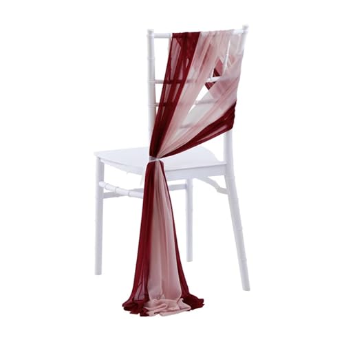FJOADNVM Stuhlschleife Hochzeit 10/50PCS Like Chiffon Chair Sashes Wedding Decoration 17x250cm Aisle Decorations Party Banquet Event Baby Shower(Burgundy and pink,50pcs) von FJOADNVM
