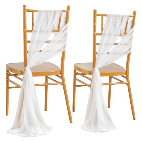 FJOADNVM Stuhlschleife Hochzeit 10/50PCS Like Chiffon Chair Sashes Wedding Decoration 17x250cm Aisle Decorations Party Banquet Event Baby Shower(White,10 pcs) von FJOADNVM